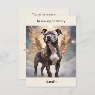 Carte De Remerciements Poème commémoratif Pitbull Brindle Nom personnalis