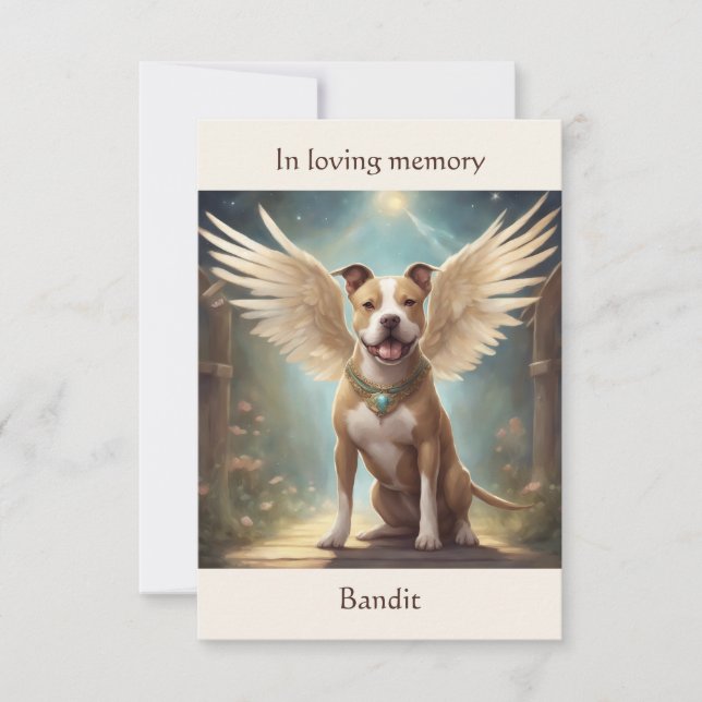 Carte De Remerciements Poème commémoratif Pitbull Fawn Nom personnalisé S (Devant)