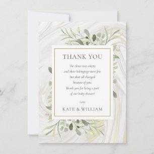 Carte De Remerciements Poème de Baby Shower Feuilles de Printemps Verdure