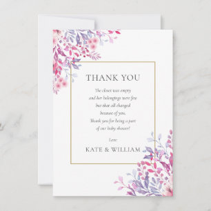 Carte De Remerciements Poème de Baby Shower Fleurs des Champs Floral