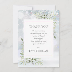 Carte De Remerciements Poème de Baby Shower pour les Premières Neige et V
