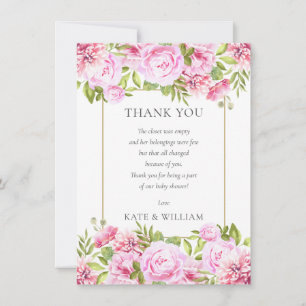 Carte De Remerciements Poème de Baby Shower Roses Florales