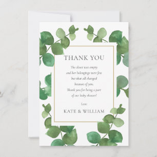 Carte De Remerciements Poème de Baby Shower sur la verdure d'eucalyptus