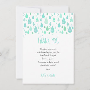 Carte De Remerciements Poème de l'Merci de Baby shower de Cute Raindrops
