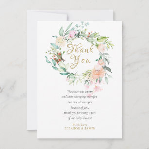 Carte De Remerciements Poème de remerciement de baby shower floral rose a