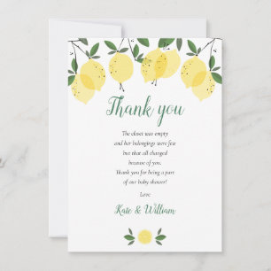 Carte De Remerciements Poème de remerciement pour Baby Shower Citrons