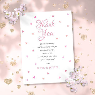 Carte De Remerciements Poème de remerciement pour Baby Shower fille aux c