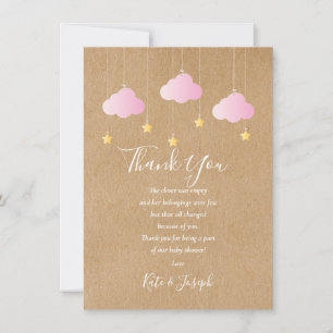 Carte De Remerciements Poème de remerciement pour Baby Shower Fille Brill