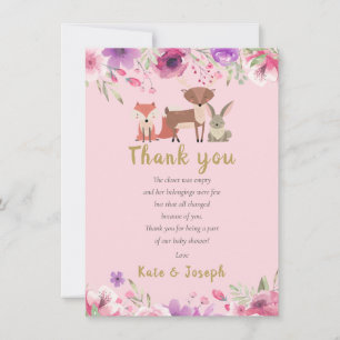 Carte De Remerciements Poème de remerciement pour Baby Shower floral Anim