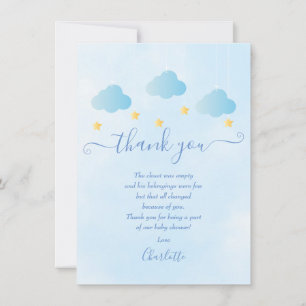 Carte De Remerciements Poème de remerciement pour Baby Shower pour garçon