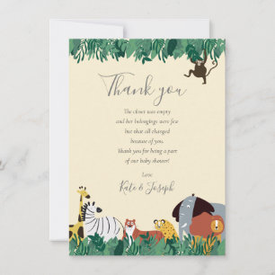 Carte De Remerciements Poème de remerciement pour Baby Shower sur les Ani