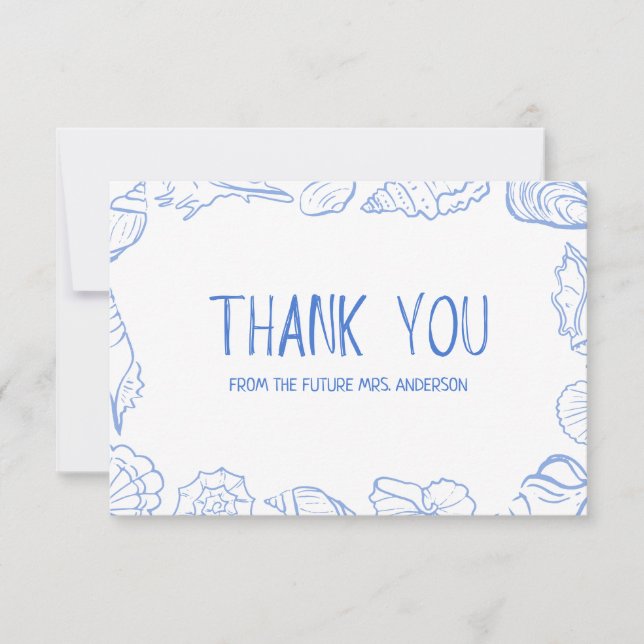 Carte De Remerciements Poignée du cadre de coquillage (Devant)