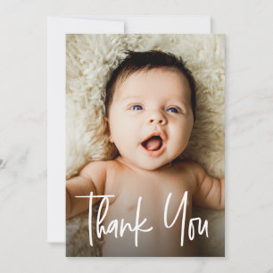 Carte De Remerciements Poignée moderne personnalisé Baby shower fille pho