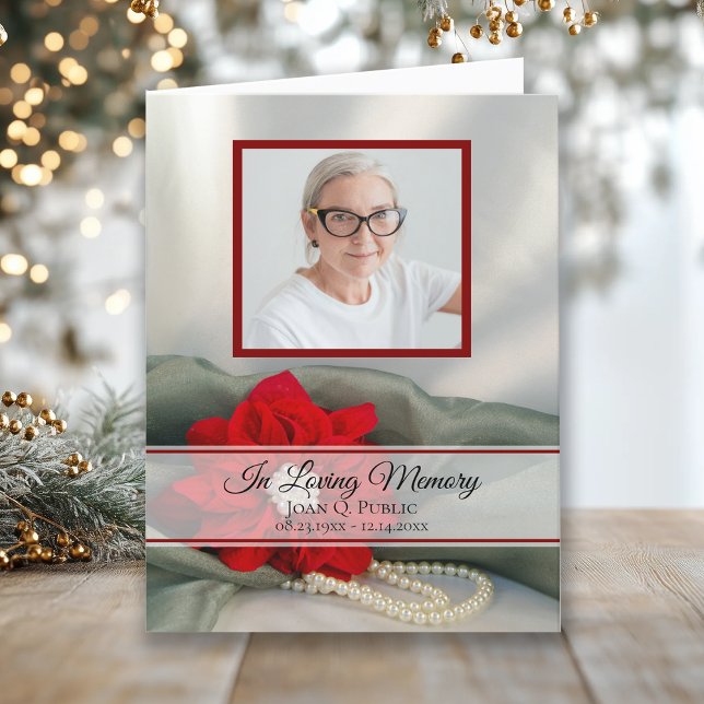 Carte De Remerciements Poinsettia Pearls Sympathie pour les funérailles d (Créateur téléchargé)