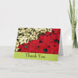 Carte De Remerciements Poinsettias blanches et rouges I Holiday Floral