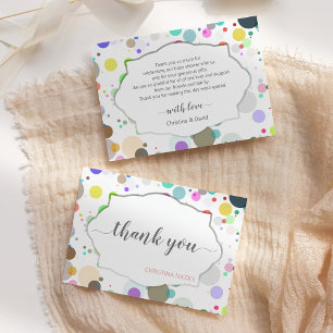 Carte De Remerciements Points multicolores Baby shower mignon