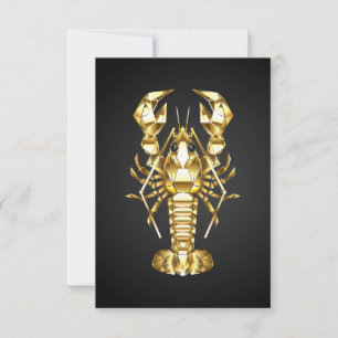 Carte De Remerciements Poisson à langouste polygonale dorée sur noir
