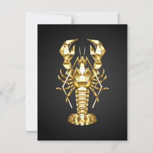 Carte De Remerciements Poisson à langouste polygonale dorée sur noir