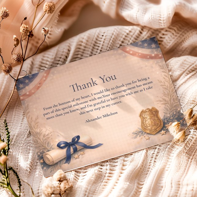 Carte De Remerciements Police Officer Academy Milestone Graduation (Créateur téléchargé)