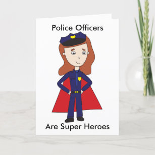 Carte De Remerciements Police Officier Femme Super Héros Personnaliser