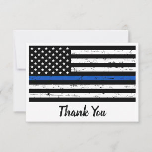 Carte De Remerciements Policier Personnalisé Ligne Bleue Mince