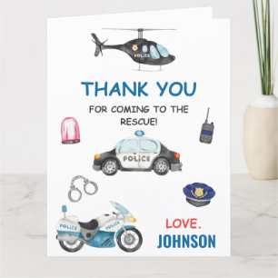 Carte De Remerciements Policier Policeman Anniversaire
