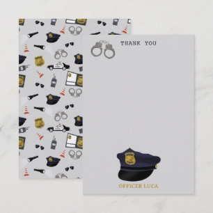 Carte De Remerciements Policier Thème Policier Flic Garçon Enfants