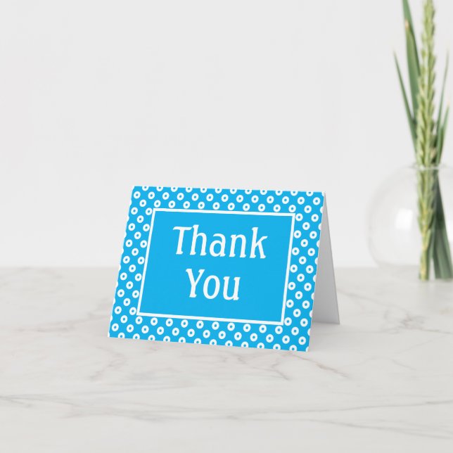 Carte De Remerciements Polka bleu clair simple (Devant)