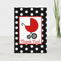 Polka Dots & Red Carriage Baby Shower Thank You