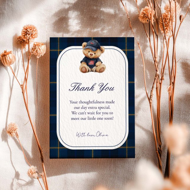 Carte De Remerciements Polo Teddy Bear Baby Shower Thank You Card (Créateur téléchargé)