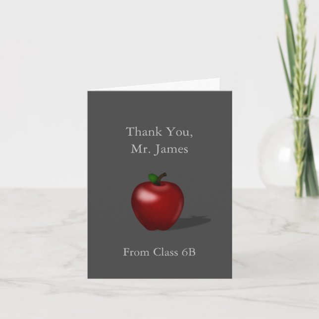 Carte De Remerciements Pomme rouge "Merci Professeur" Classe personnalisé (Devant)