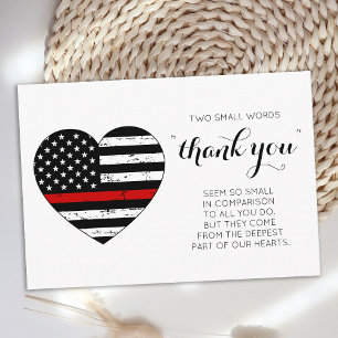Carte De Remerciements Pompier American Flag Heart Fire Station