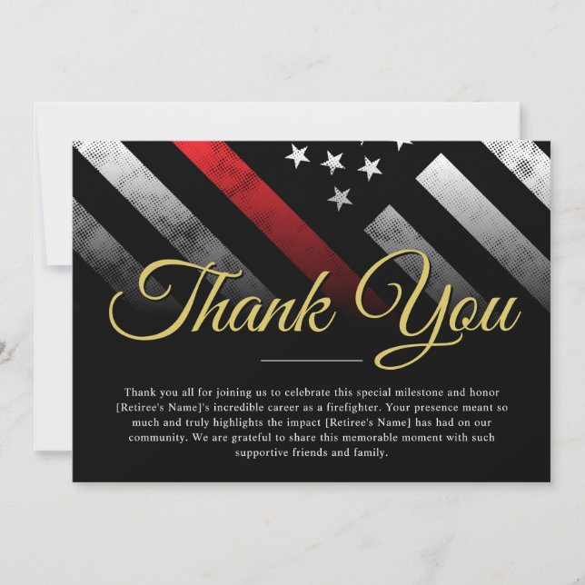 Carte de remerciements pompier de retraite (Devant)