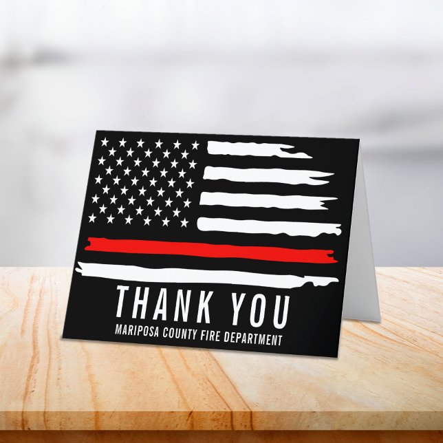 Carte De Remerciements Pompier Drapeau Premier répondeur Service d'incend (Firefighter Flag First Responder Fire Department Thank You Card)