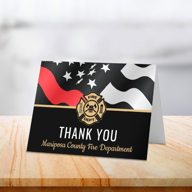 Carte De Remerciements Pompier du service de pompiers du premier interven (First Responder Fire Department Firefighter Thank You Card)