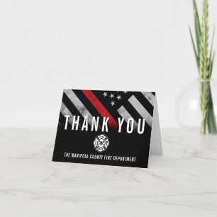 Carte De Remerciements Pompier pompier Red Line Flag