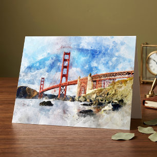 Carte De Remerciements Pont Golden Gate aquarelle à San Francisco