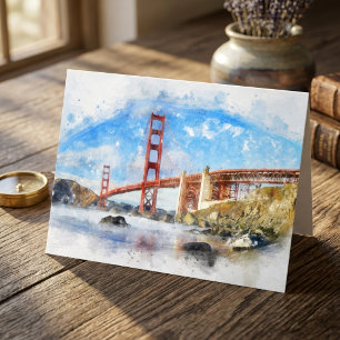 Carte De Remerciements Pont Golden Gate Pastel à San Francisco