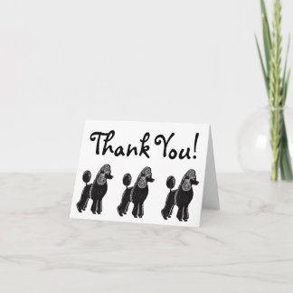 Carte De Remerciements Poodles standard Black White Thank You Note Card