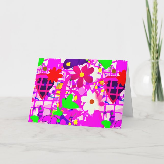 Carte De Remerciements Pop art fleurs vives (Devant)