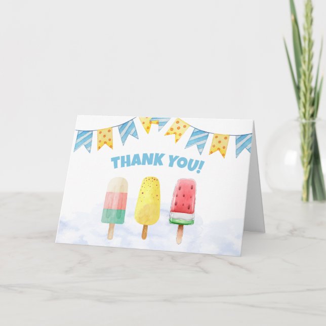 Carte De Remerciements Popcicle mignonne Prêt à pop Baby shower de crème  (Devant)