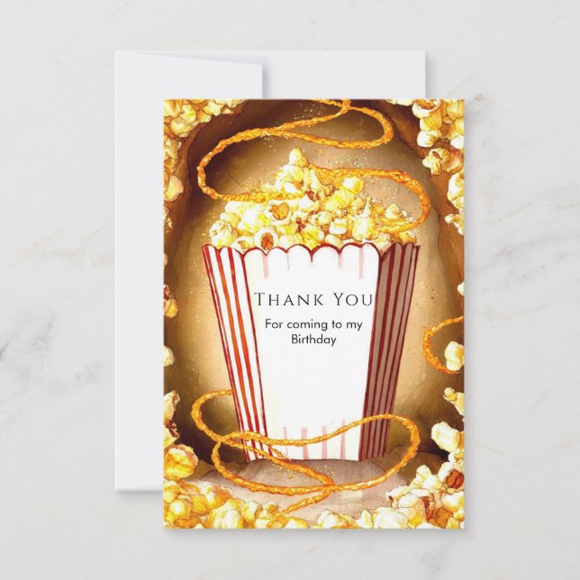 Carte De Remerciements Popcorn d'anniversaire pour les enfants sages (Devant)