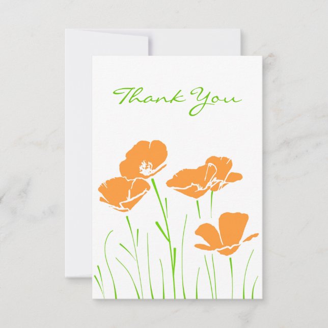 Carte De Remerciements Poppies californiennes à cinq mains (Devant)