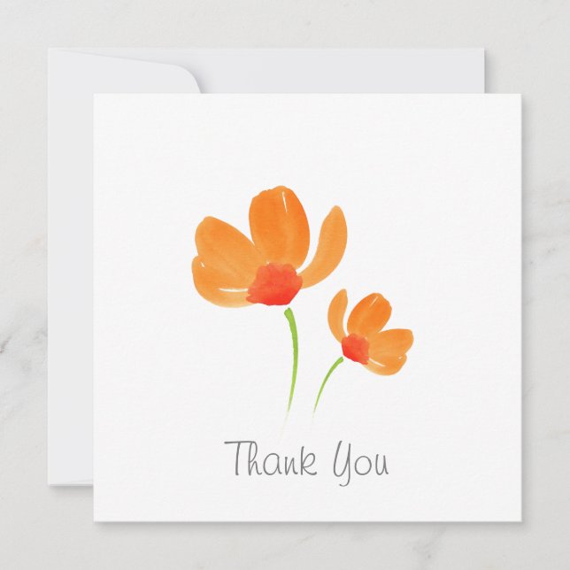 Carte De Remerciements Poppies d'aquarelle orange (Devant)
