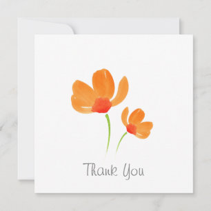 Carte De Remerciements Poppies d'aquarelle orange
