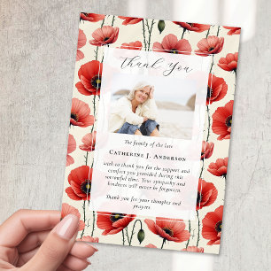 Carte De Remerciements Poppies Floral Photo Sympathy Funeral