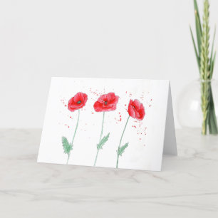 Carte De Remerciements Poppies rouges en aquarelles