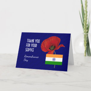 Carte De Remerciements Poppy   Anciens combattants   INDIA   JOUR DU SOUV