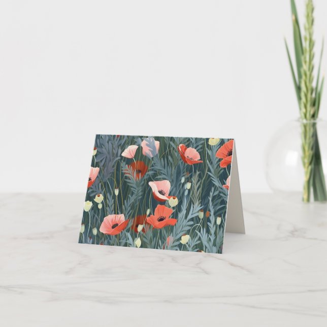 Carte De Remerciements Poppy Summer Meadow (Devant)