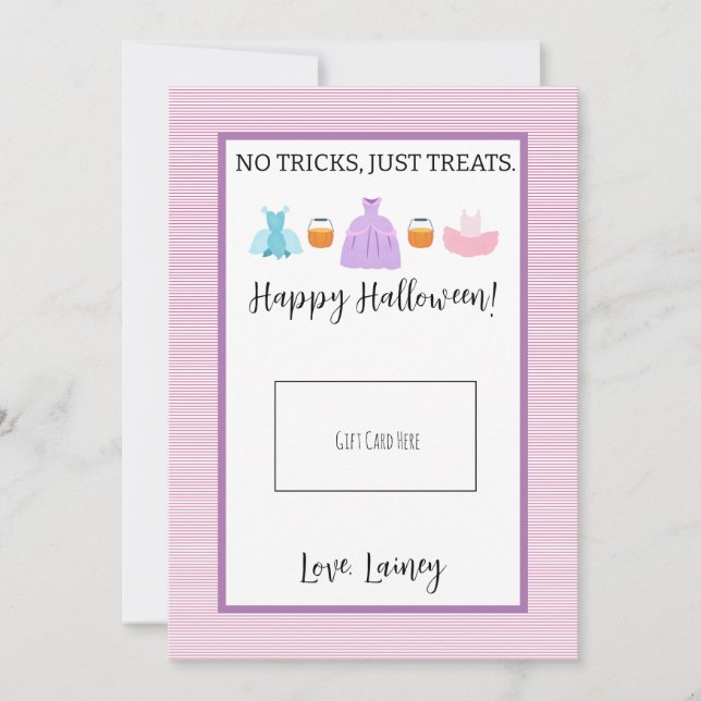 Carte De Remerciements Porte-carte-cadeau Halloween rose pour enseignant (Devant)